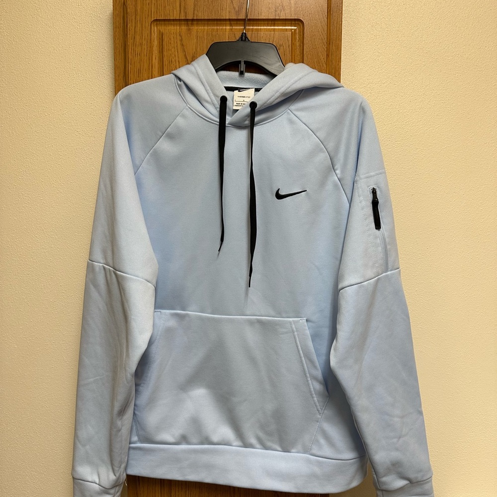 Nike Therma-Fit Light Blue Hoodie with Black Accents